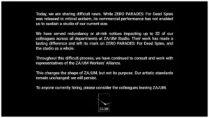 The Price of a Fractured Legacy: How Corporate Turmoil and the Commercial Failure of ‘Zero Parades’ Led to Massive Layoffs at Studio ZA/UM