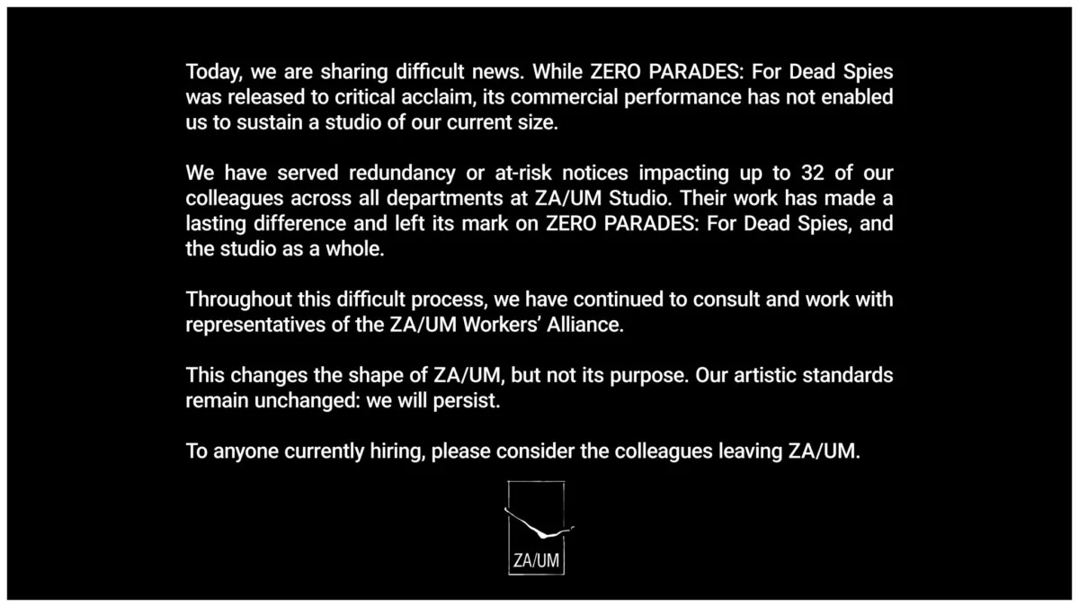 The Price of a Fractured Legacy: How Corporate Turmoil and the Commercial Failure of ‘Zero Parades’ Led to Massive Layoffs at Studio ZA/UM