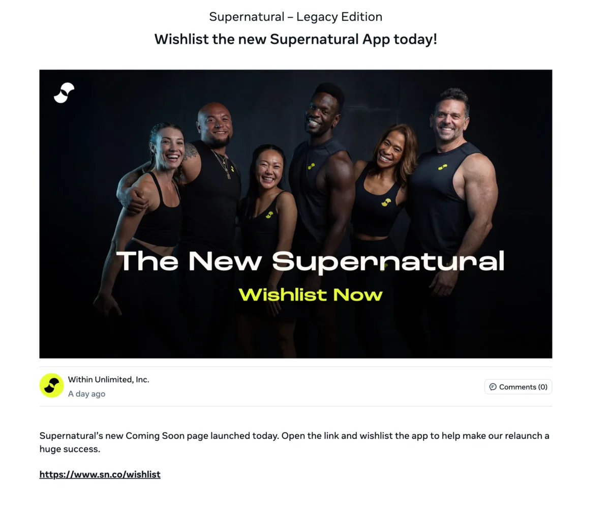 A New Era for VR Fitness: The Independent Relaunch of Supernatural