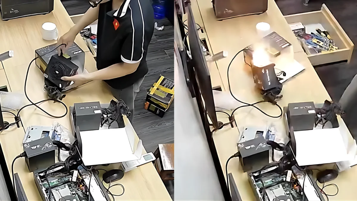 A Lesson in Hardware Safety: Viral Video Shows Power Supply Bursting into Flames During Testing