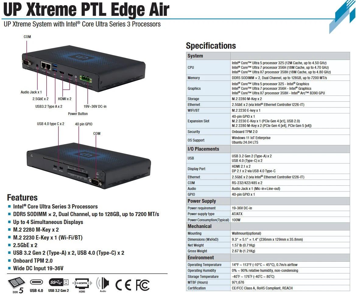 The Silent Revolution: Aaeon Unveils the Up Xtreme PTL Edge Air with Revolutionary AirJet Cooling